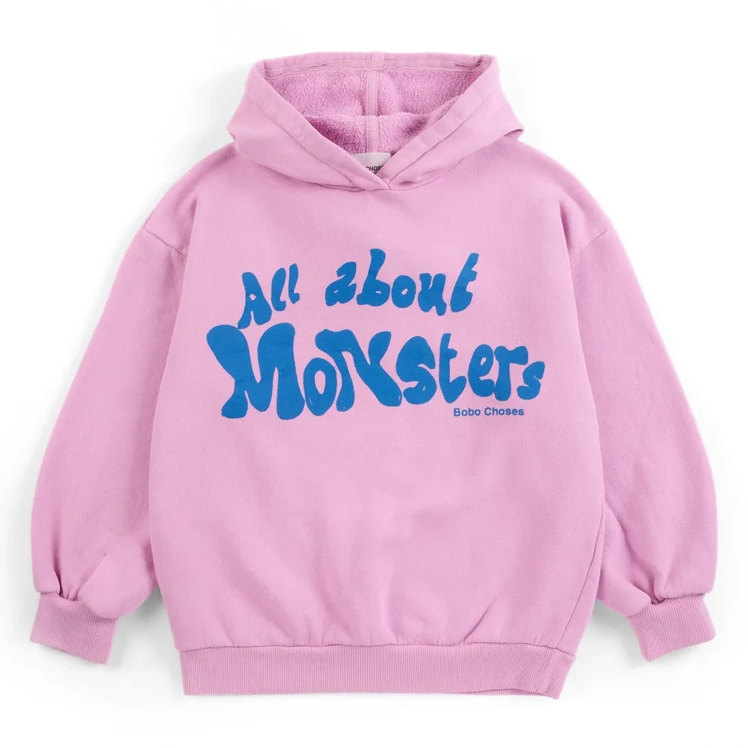 Bobo Choses - Sudadera con capucha All About Monsters Organik Pamuk | Pembe