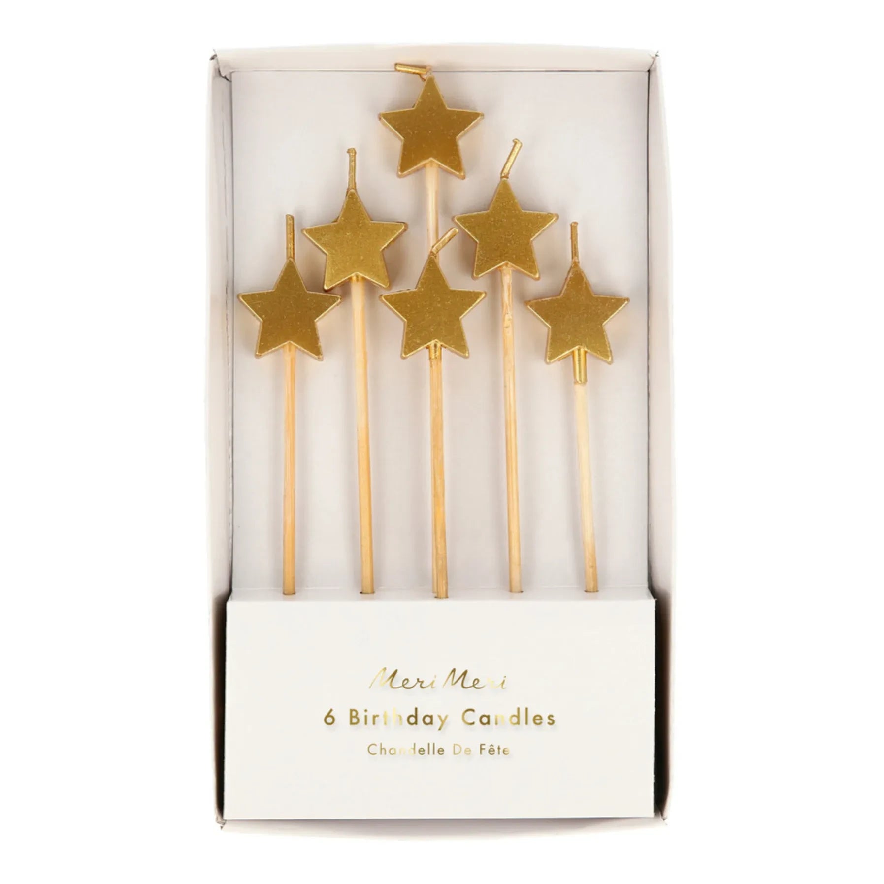 Meri Meri - Velas con forma de estrella - Set de 6 unidades | Doradas