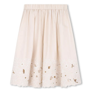 Chloé - Falda bordada de algodón orgánico | Rosa claro