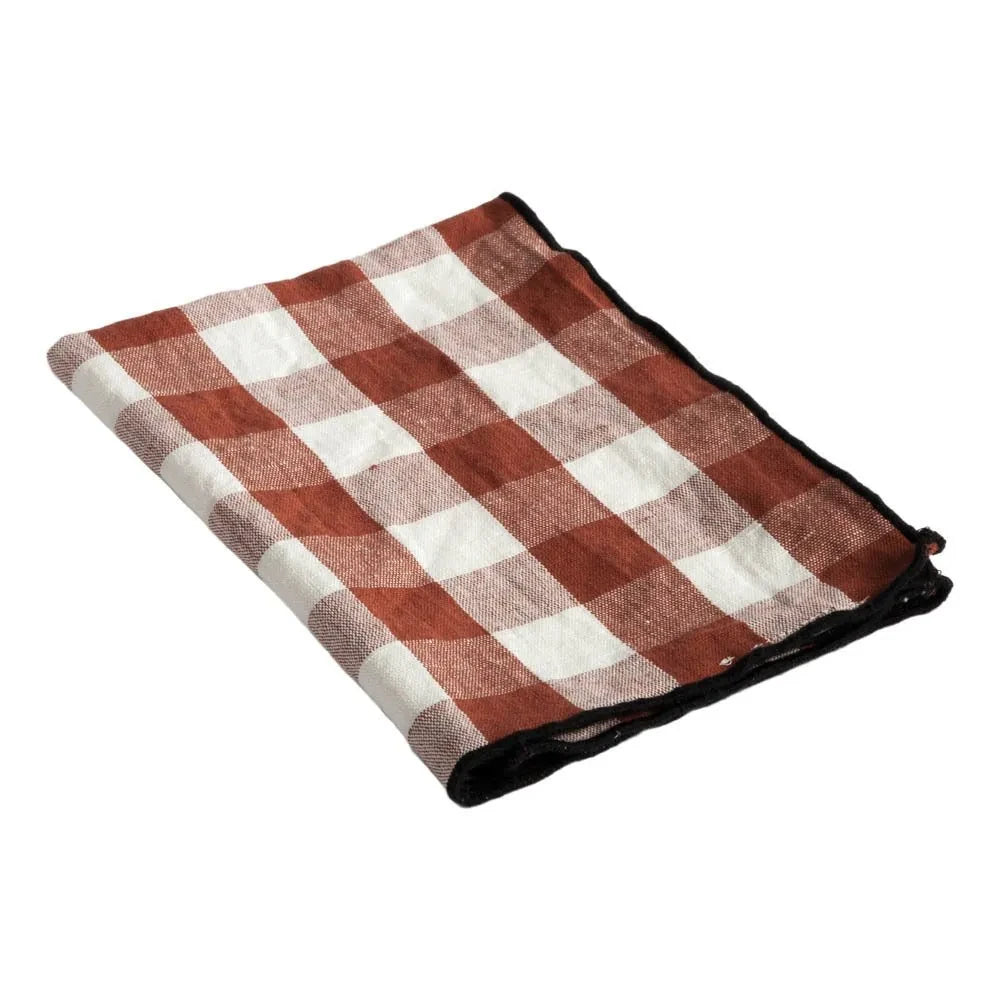 Maison de Vacances - Servilleta Gingham de Malla Negra Bourdon | Vichy Argile