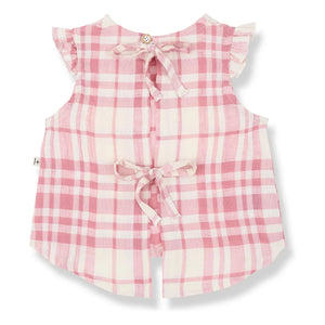 1+ in the family - Blusa escocesa de lino Ferrosa | Rosa palo