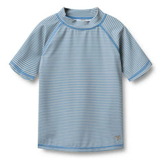 Wheat - Camiseta de natación a rayas con protección UV Jackie de fibras recicladas | Azul claro