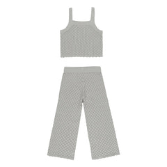 Rylee + Cru - Conjunto de top y pantalón de punto acanalado | Gris