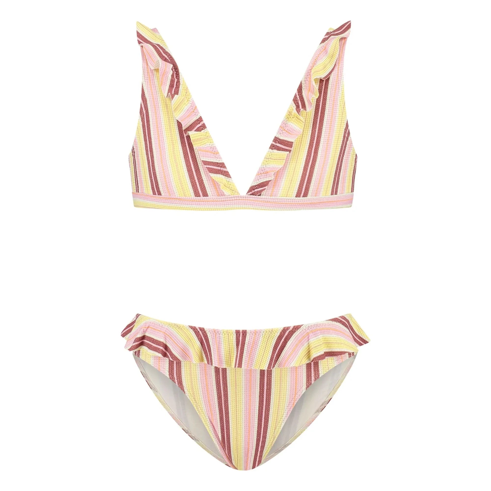 Beachlife - Traje de baño con lazos a rayas | Amarillo pálido