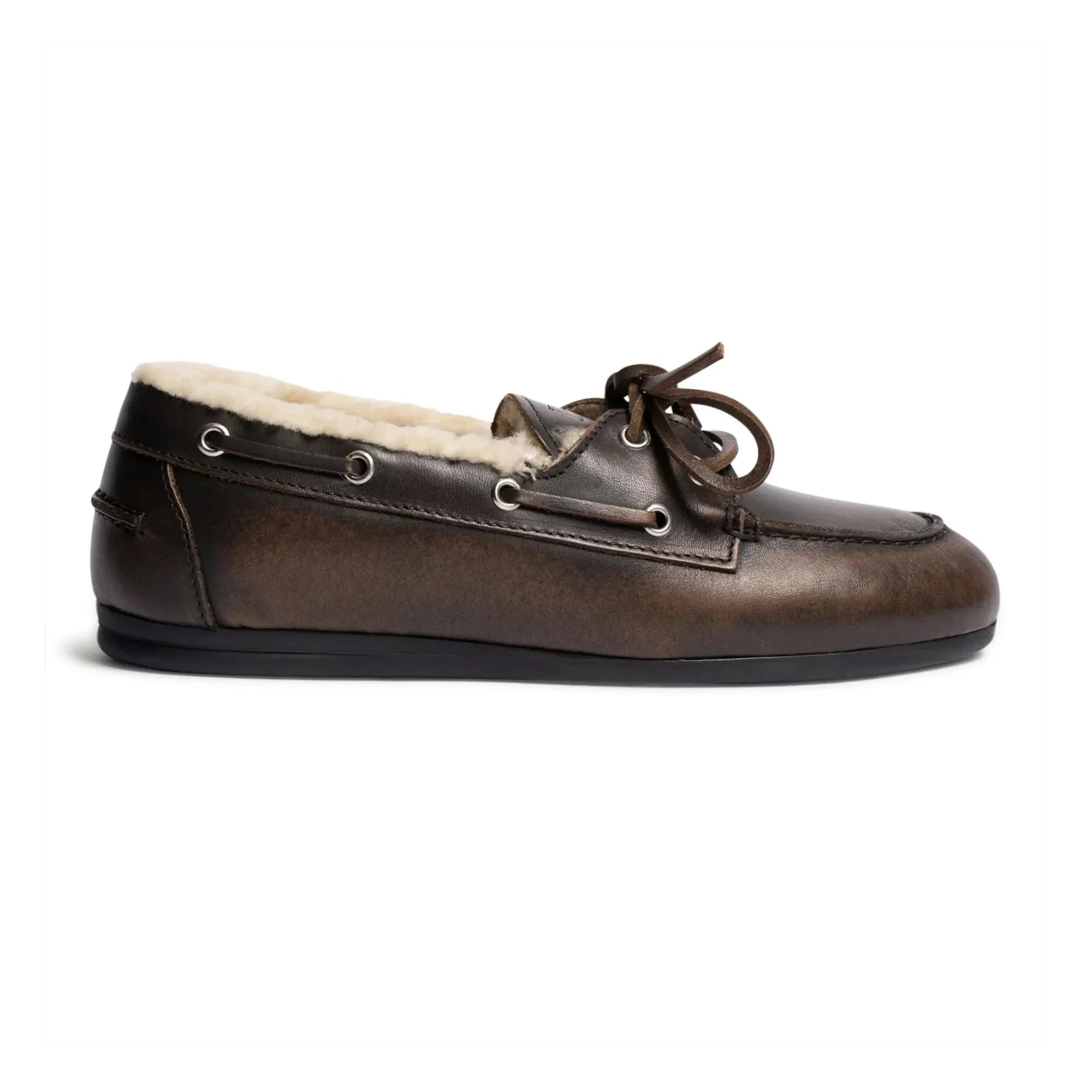 Posa - Zapatos náuticos de piel y piel | Café
