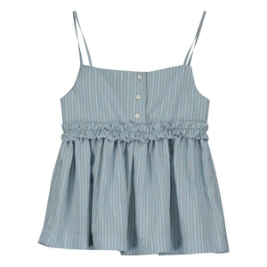 Tangerine - Top con volantes y rayas | Azul claro