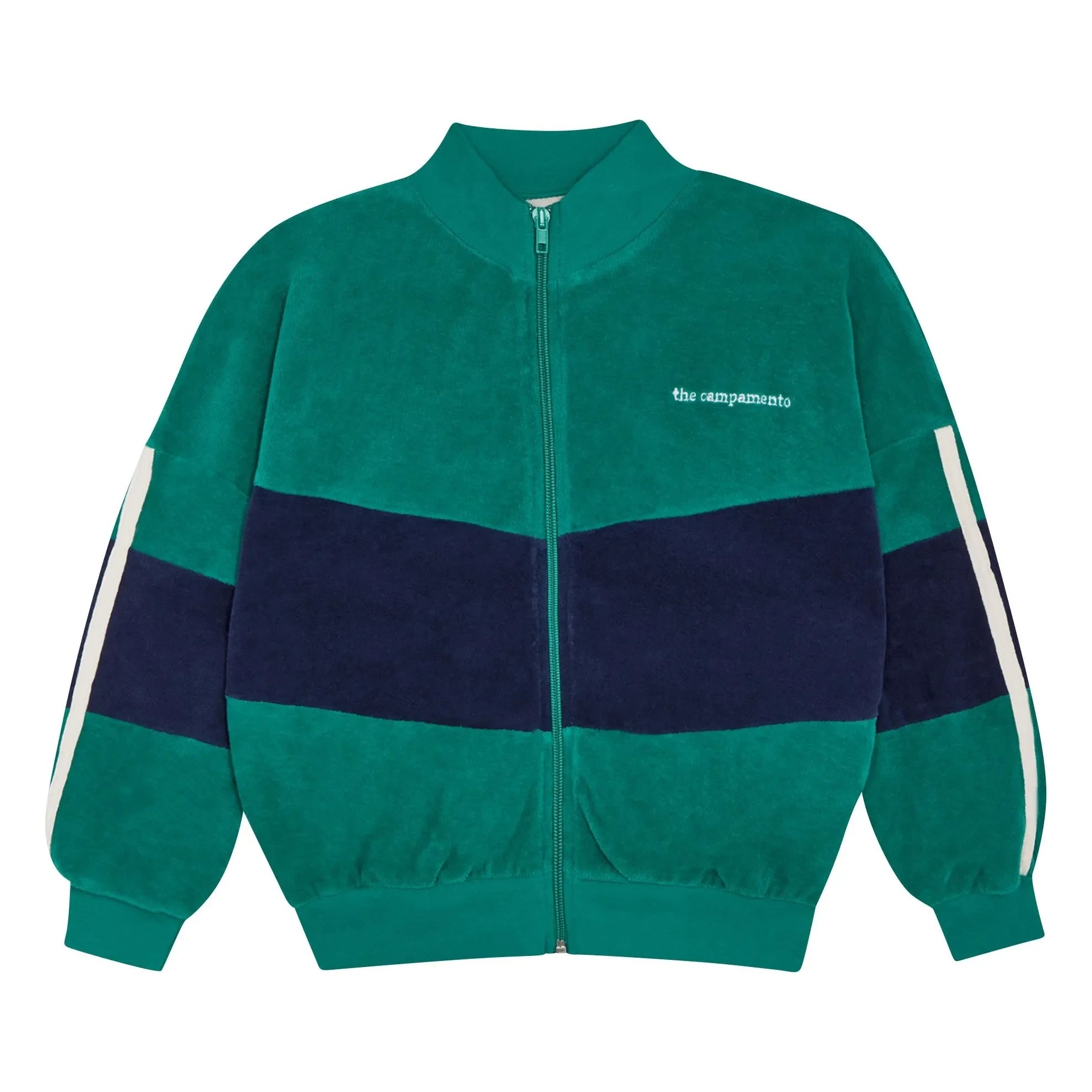 The Campamento - Sudadera de terciopelo de colorblock | Turquesa
