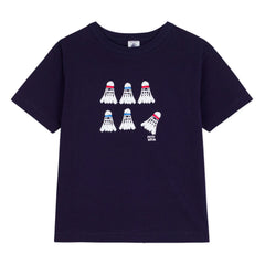 Petit Bateau - Camiseta ancha de algodón orgánico Bádminton | Azul marino