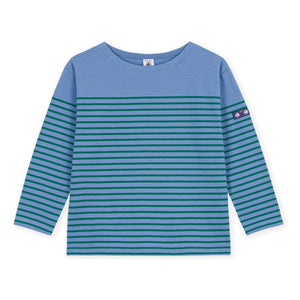 Petit Bateau - Düz Tişört Marinière Organik pamuk | Mavi