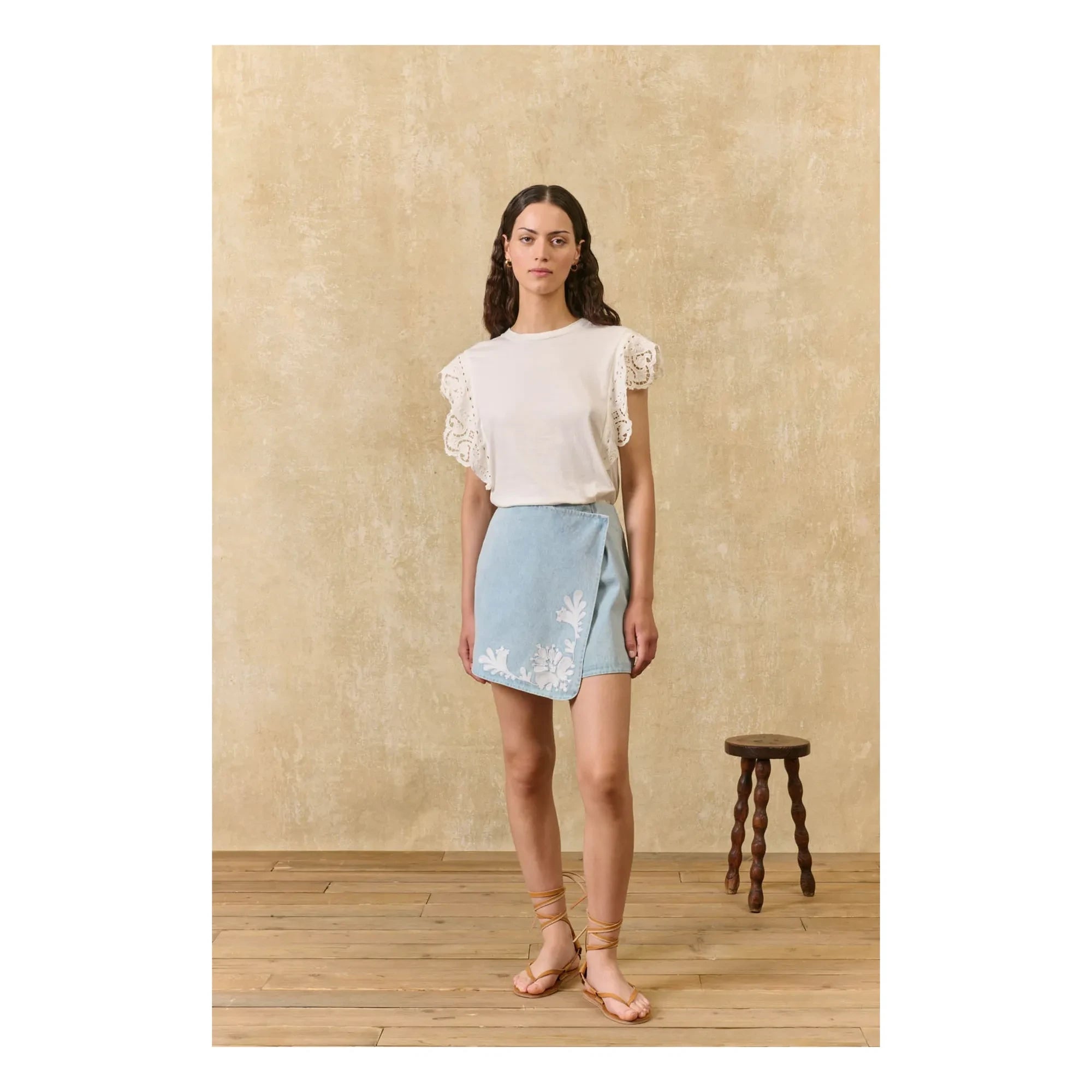 Louise Misha - Falda de algodón Myrta | Azul