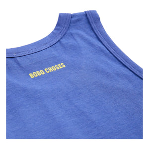 Bobo Choses - Camiseta sin mangas modal y algodón orgánico Have Fun Face | Azul real