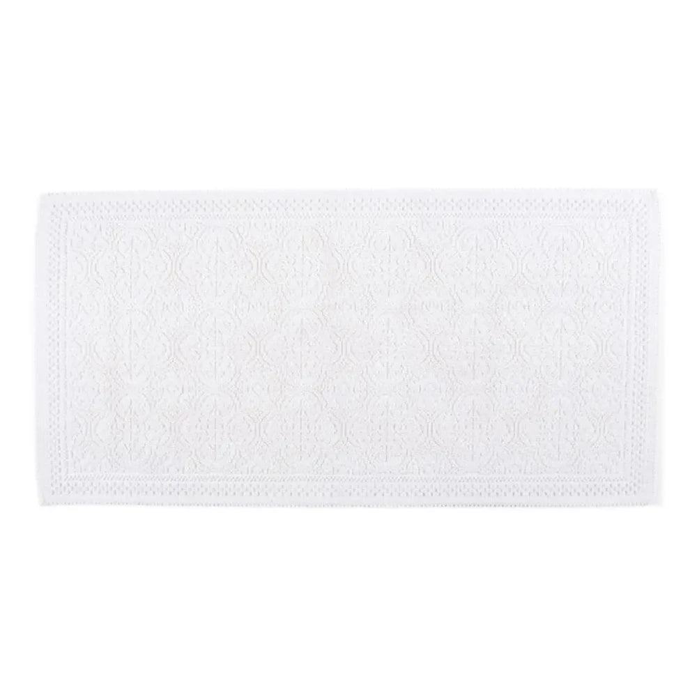 Haomy - Alfombra de baño de algodón con relieve 55x110cm | Blanco