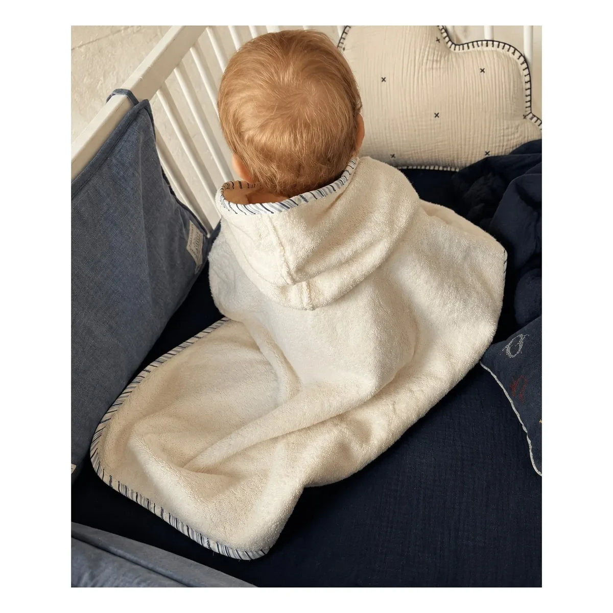 Editions Aimable - Poncho de baño Paula | Azure Stripes Poplin
