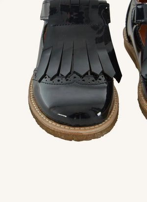 Emile et Ida - Püsküllü Rugan Bebek Ayakkabıları | Siyah