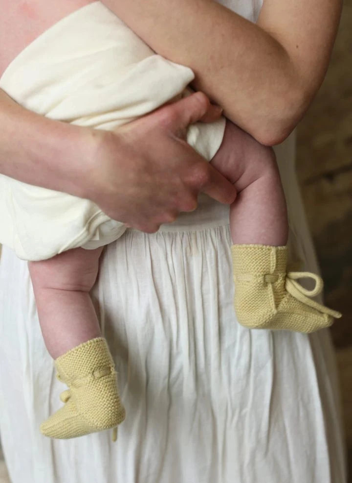 Hvid - Zapatillas de estar por casa de lana merino | Amarillo pálido