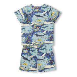 Molo - Ballenas Bale Pyjama Short de Algodón Orgánico | Azul