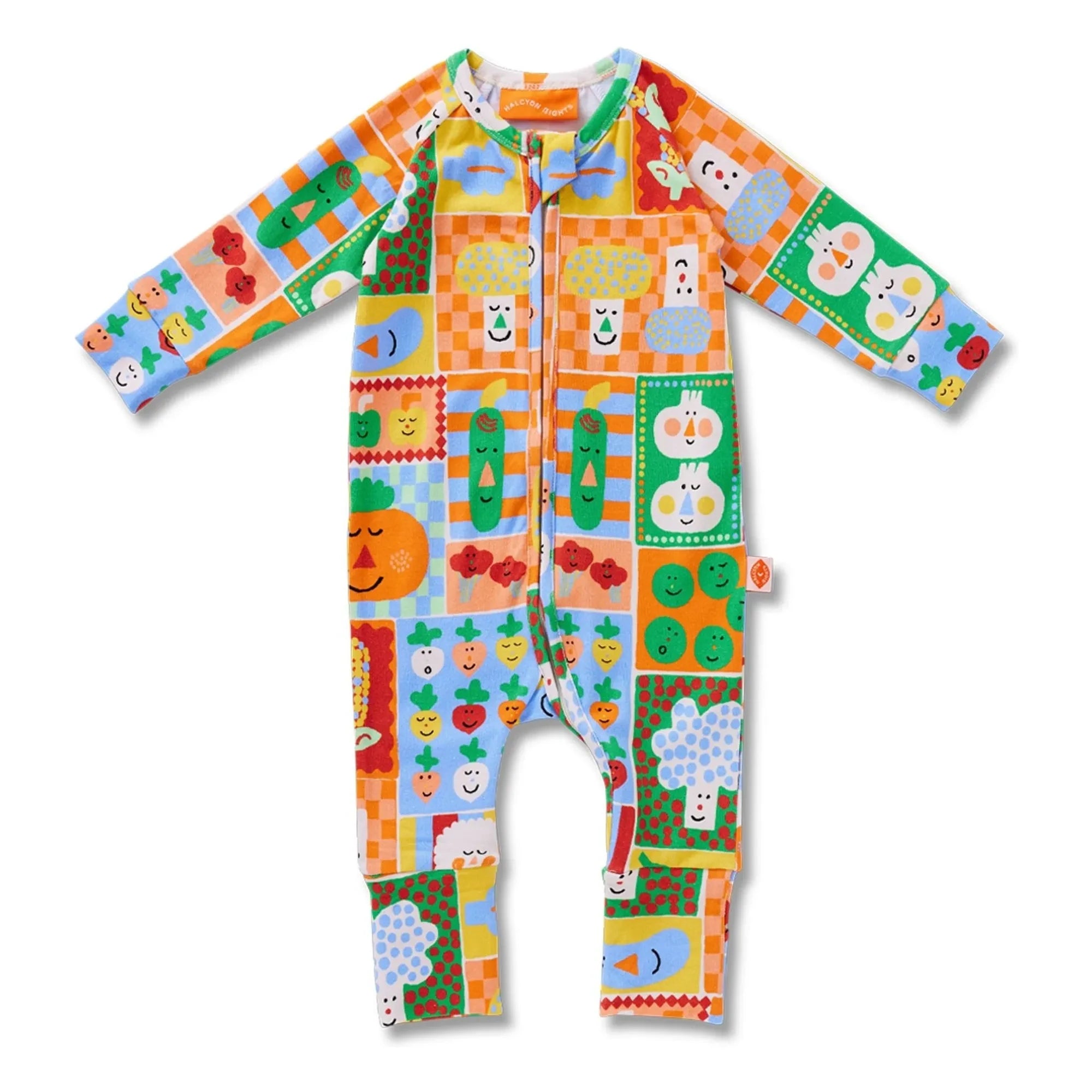 Halcyon Nights - Peto de Algodón Orgánico con Estampado de Verduras | Naranja
