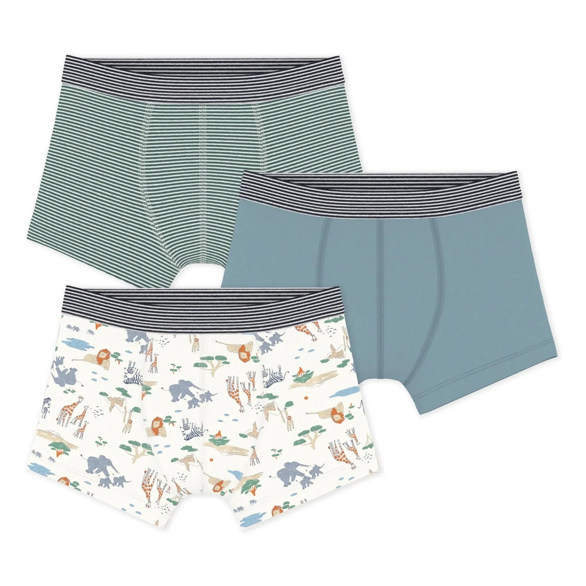 Petit Bateau - Set de 3 bóxeres Savane | Azul