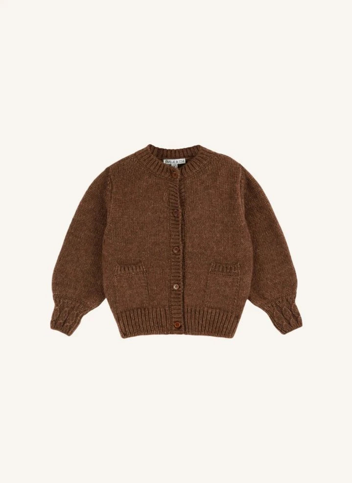 Emile et Ida - Doudou Merinos Cardigan de lana merino | Marrón
