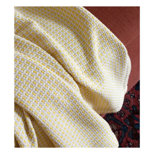 The Socialite Family - Manta de jacquard de algodón Miuccia | Amarillo limón