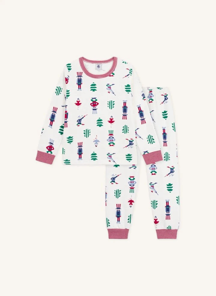 Petit Bateau - Pijamas de Navidad Algodón Orgánico | Blanco