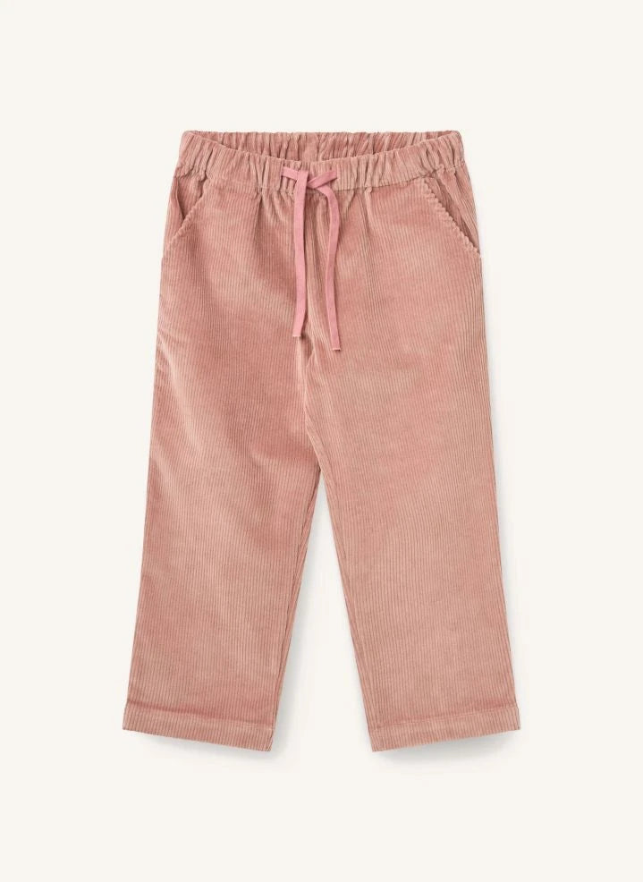 Copenhagen Colors - Pantalón fruncido de pana canalé de algodón orgánico | Rosa Polvo