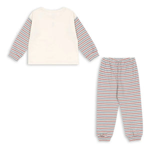 Konges Sløjd - Conjunto de camiseta y pantalón de algodón orgánico a rayas Gio | Crudo