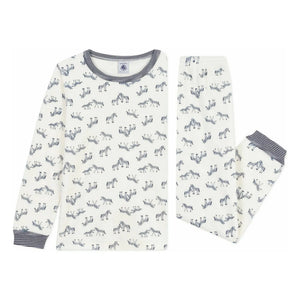 Petit Bateau - Pijama de algodón orgánico con estampado de cebra | Crudo