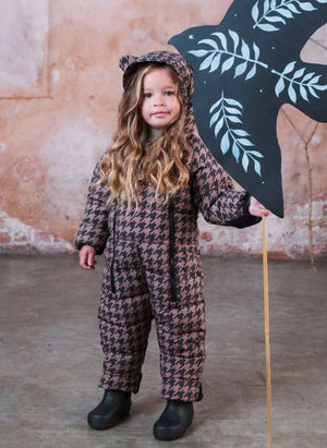 Töastie - Chaqueta Cloud Houndstooth Impermeable Hecha de Materiales Reciclados | Marrón