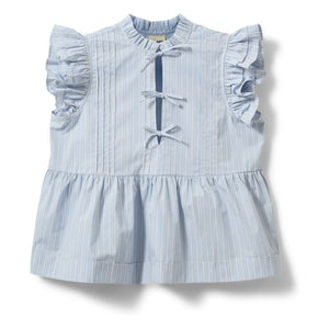 Sofie Schnoor - Blusa Juliette de volantes a rayas | Azul claro