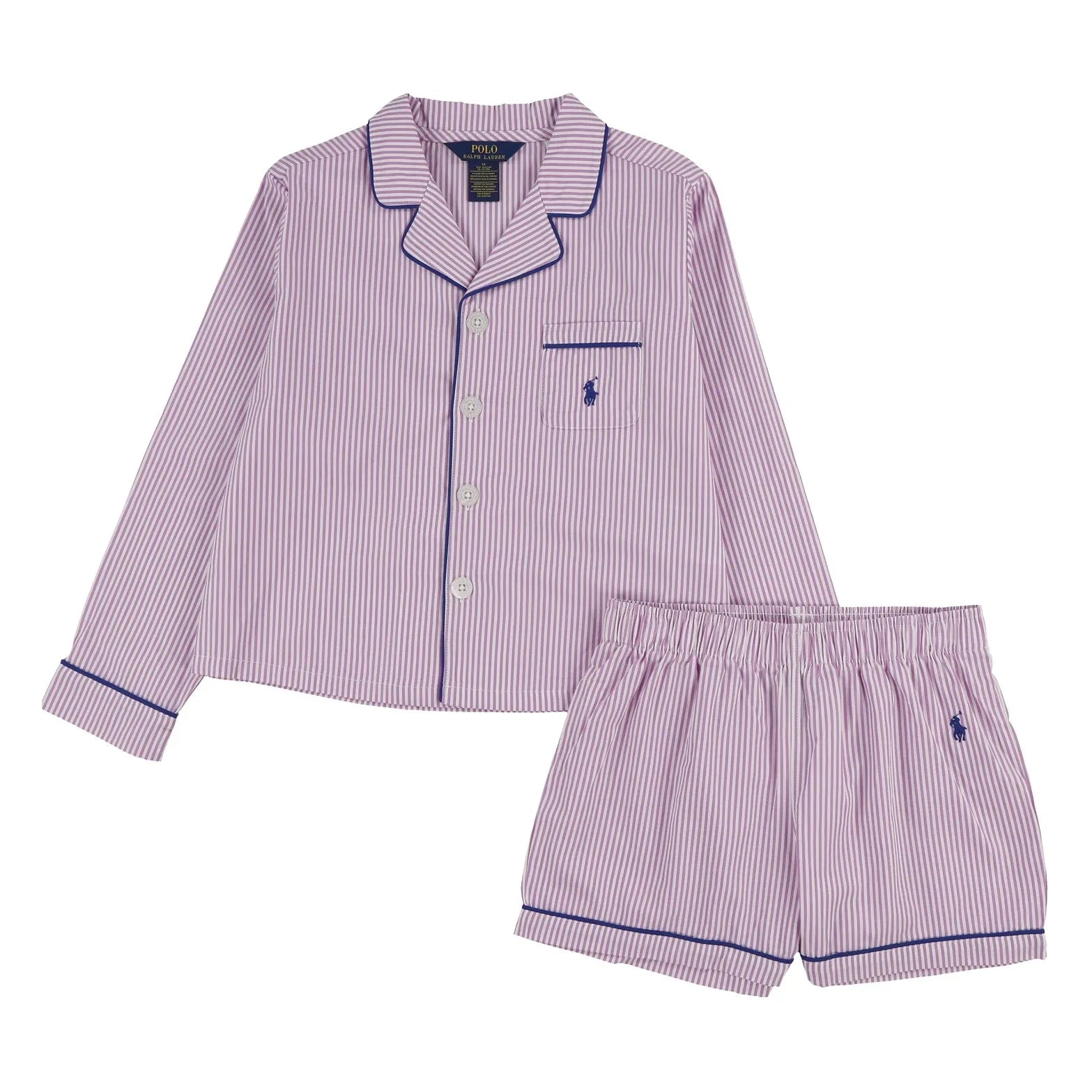 Ralph Lauren - Conjunto de pijama de camiseta y pantalón corto con logo a rayas | Rosewood