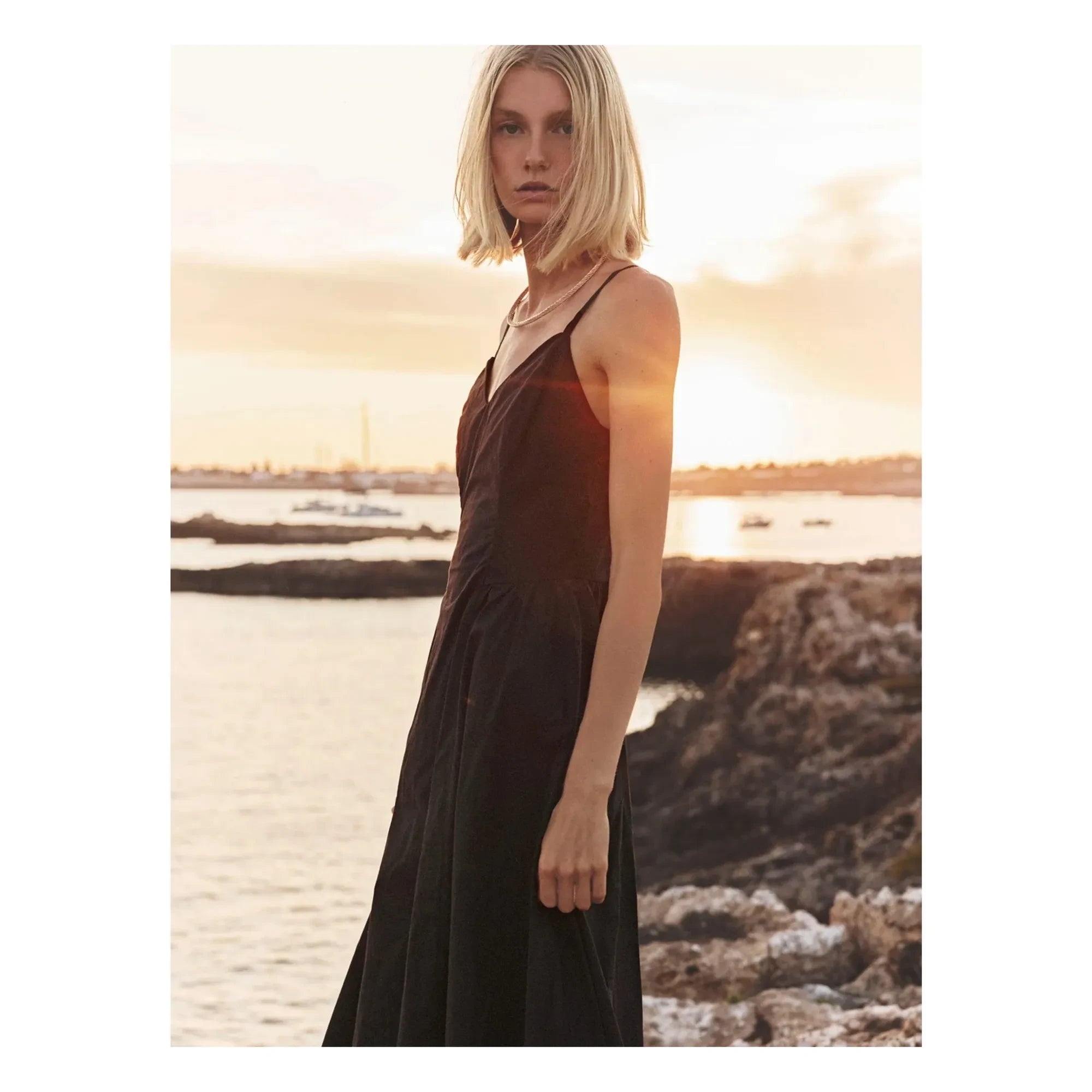 Xirena - Vestido Bardot de algodón | Negro