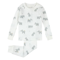 Petit Lem - Pijama de algodón orgánico con rinoceronte | Marfil