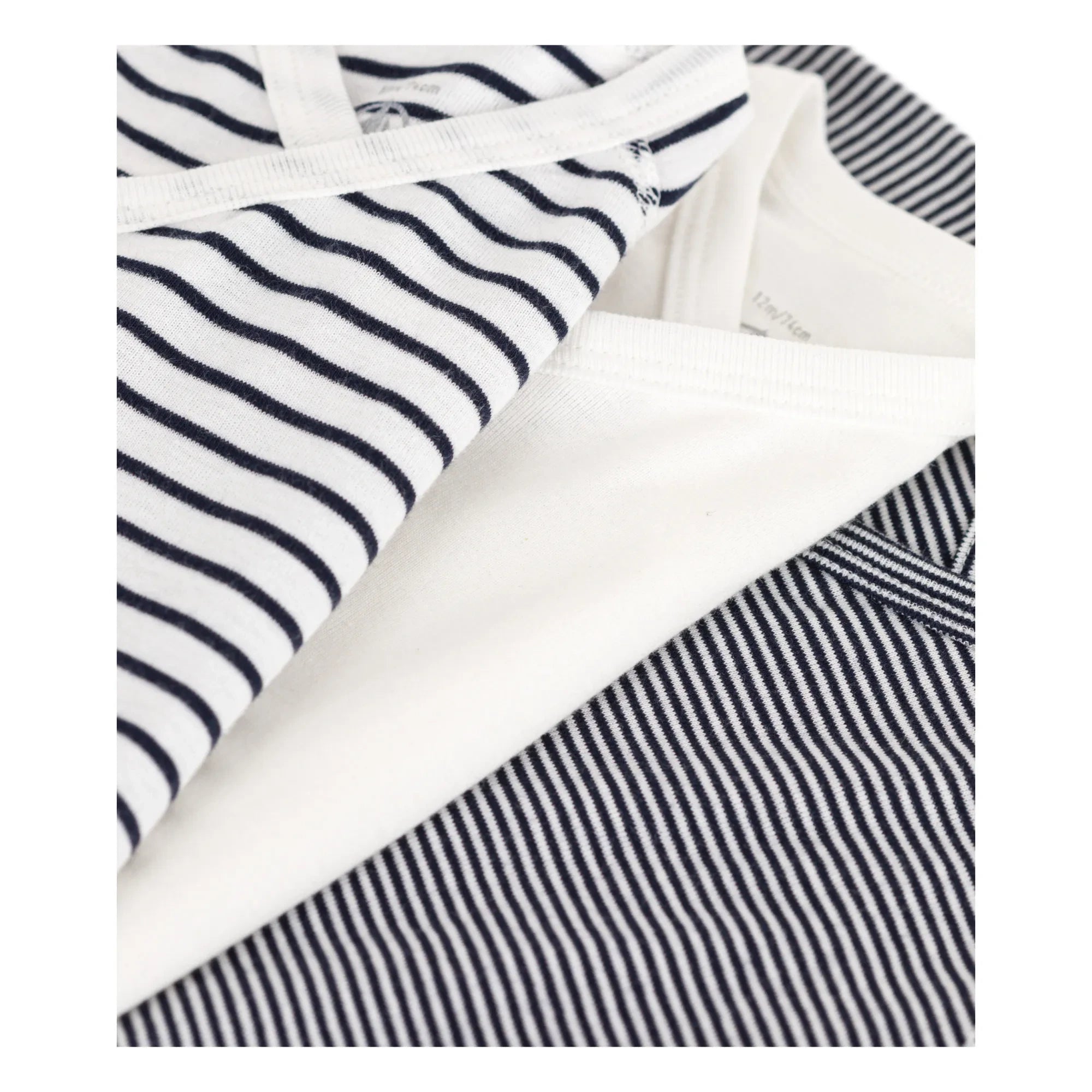 Petit Bateau - Bodies de rayitas para recién nacido - Set de 3 | Azul marino