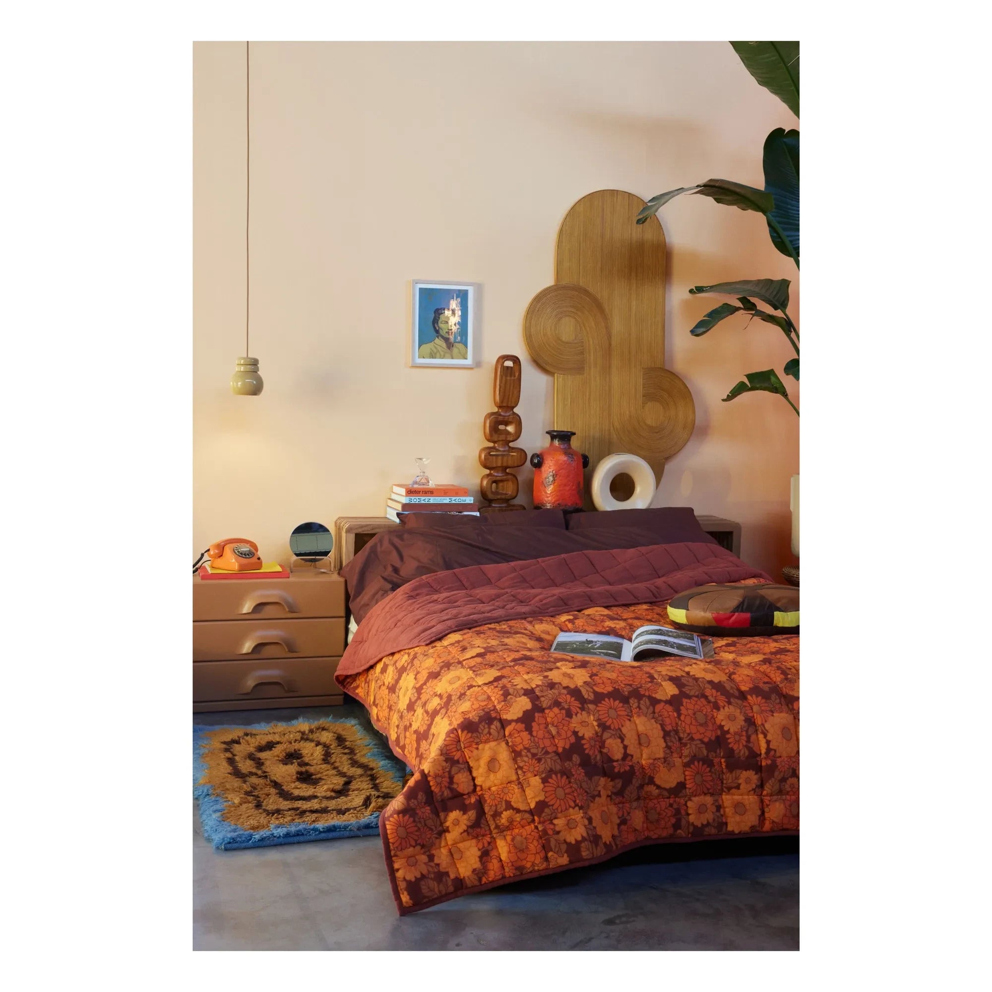 HKliving - Alfombra de lana Funk | Miel