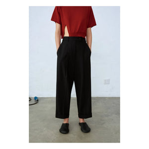 Cordera - Pantalón de lana para hombre con costura | Negro