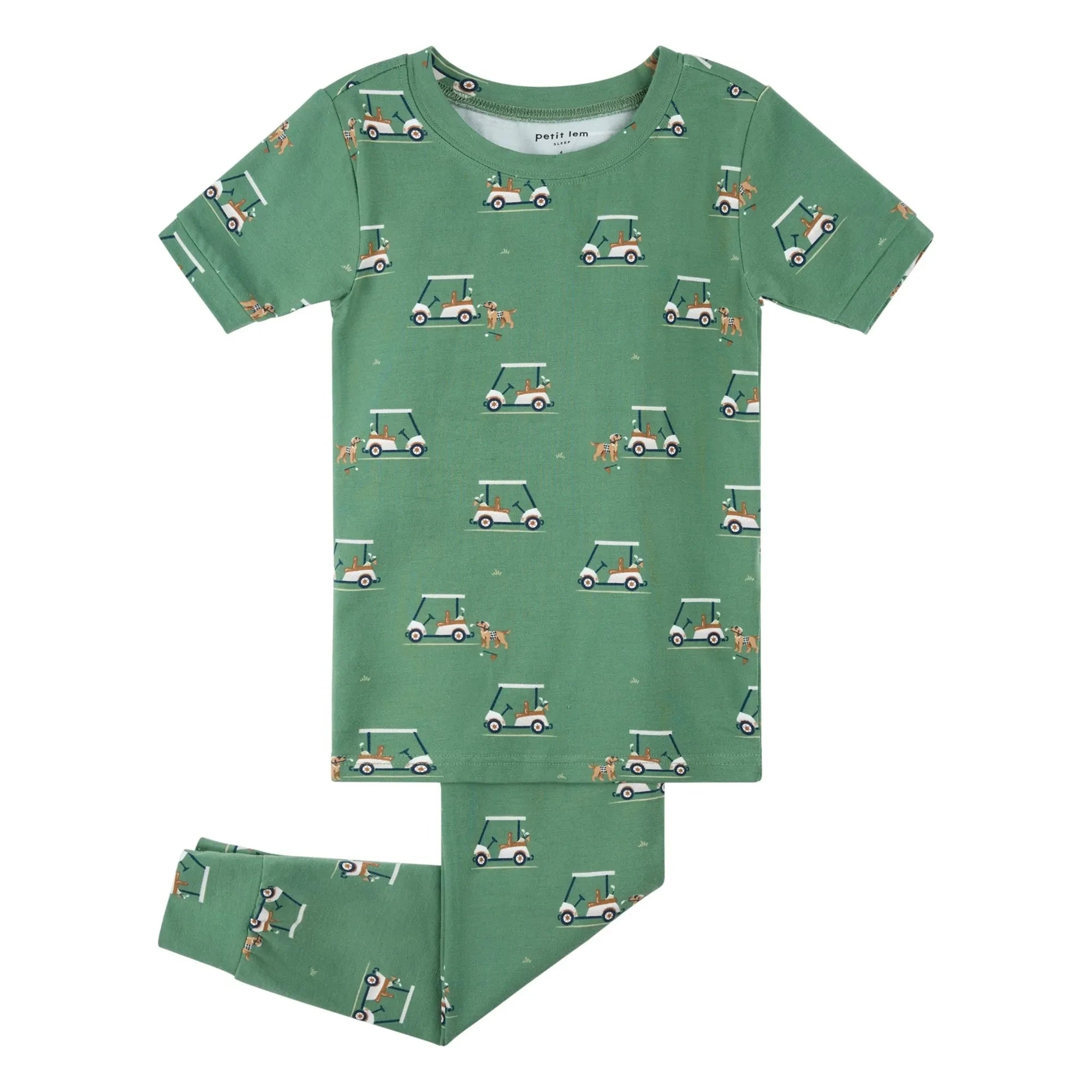 Petit Lem - Pijama Golfettes Algodón Orgánico y Modal | Verde Bosque