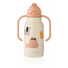 Liewood - Kimmie paslanmaz çelik su şişesi - 250 ml | Cats and Dogs/Sandy