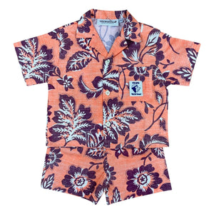 Conjunto de camisa y pantalón corto Club Trésor - Tiki Waikiki Popelín | Naranja