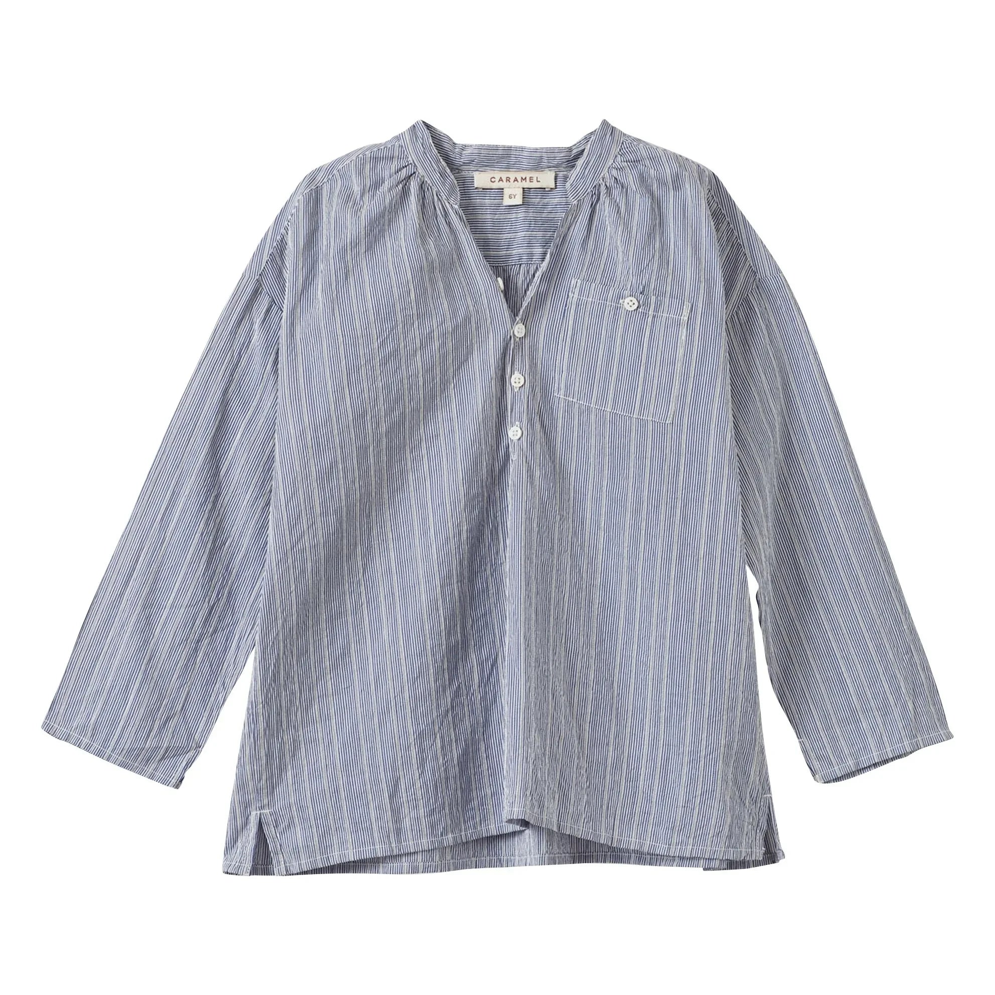 Caramel - Camisa de seda a rayas Adonis | Azul celeste