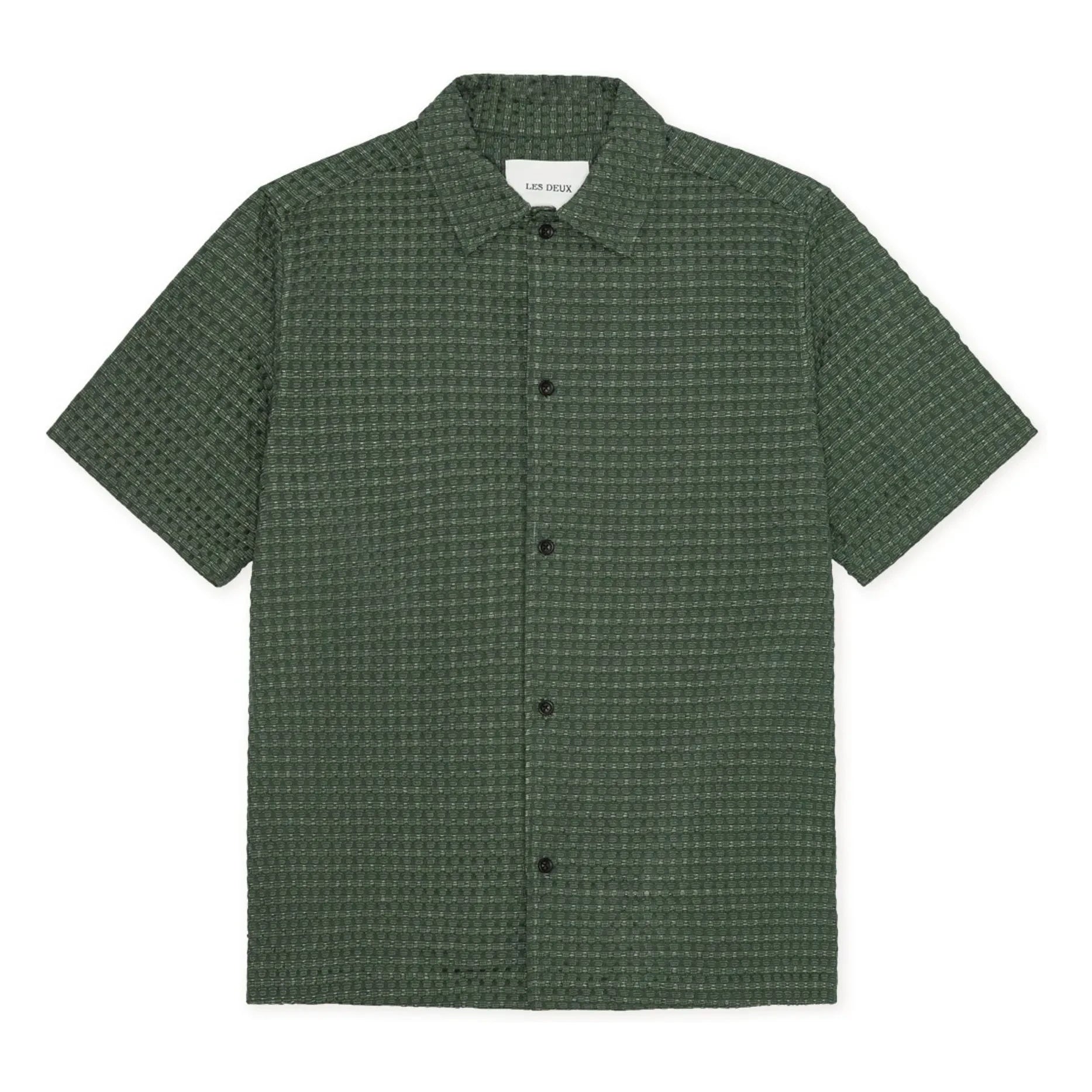 Les Deux - Camisa Chack Seersucker | Verde oscuro