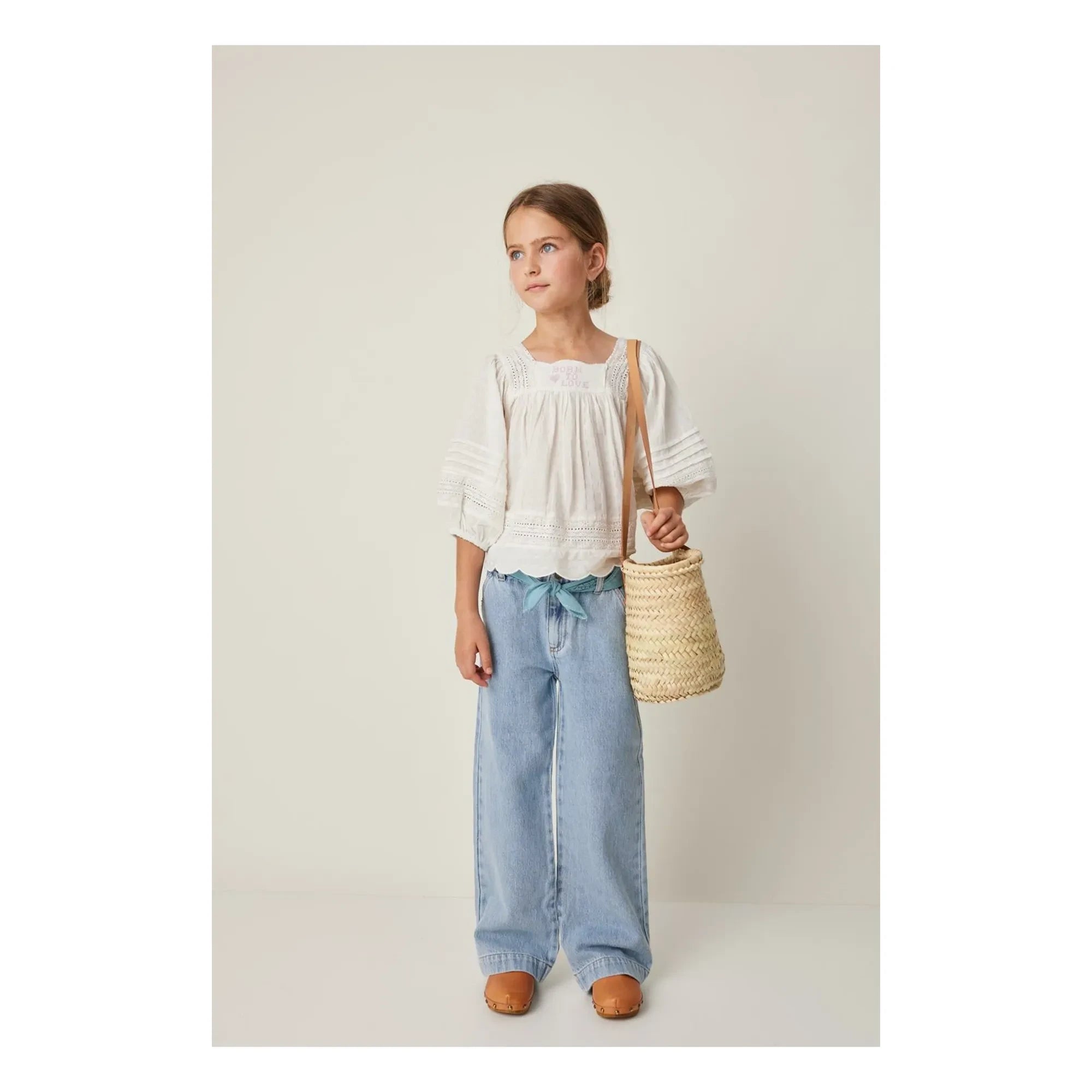 Tocoto Vintage - Blusa bordada de manga 3/4 | Blanca