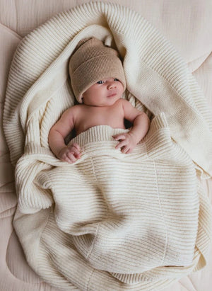 Hvid - Fonzie Gorro de bebé de lana merino | Sand