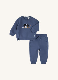 Petit Lem - Conjunto de sudadera y jogger de algodón orgánico para perro | Azul
