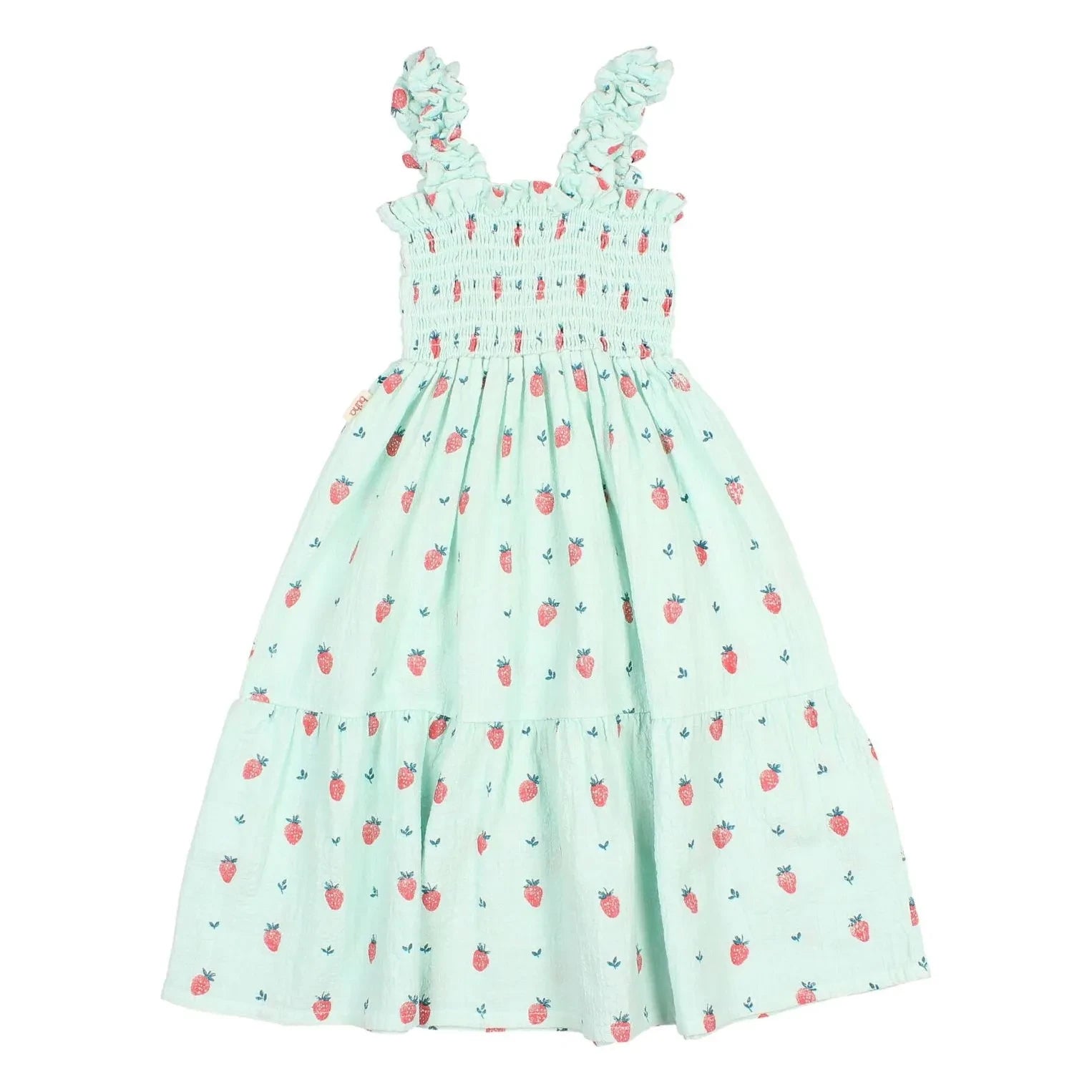 Búho - Vestido de algodón orgánico con volantes de fresa | Verde menta
