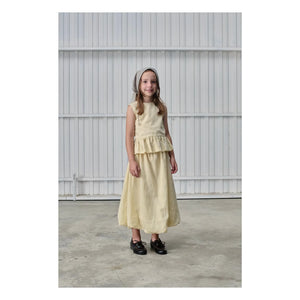 Tangerine - Falda Midi Abullonada Rayada | Amarillo pálido