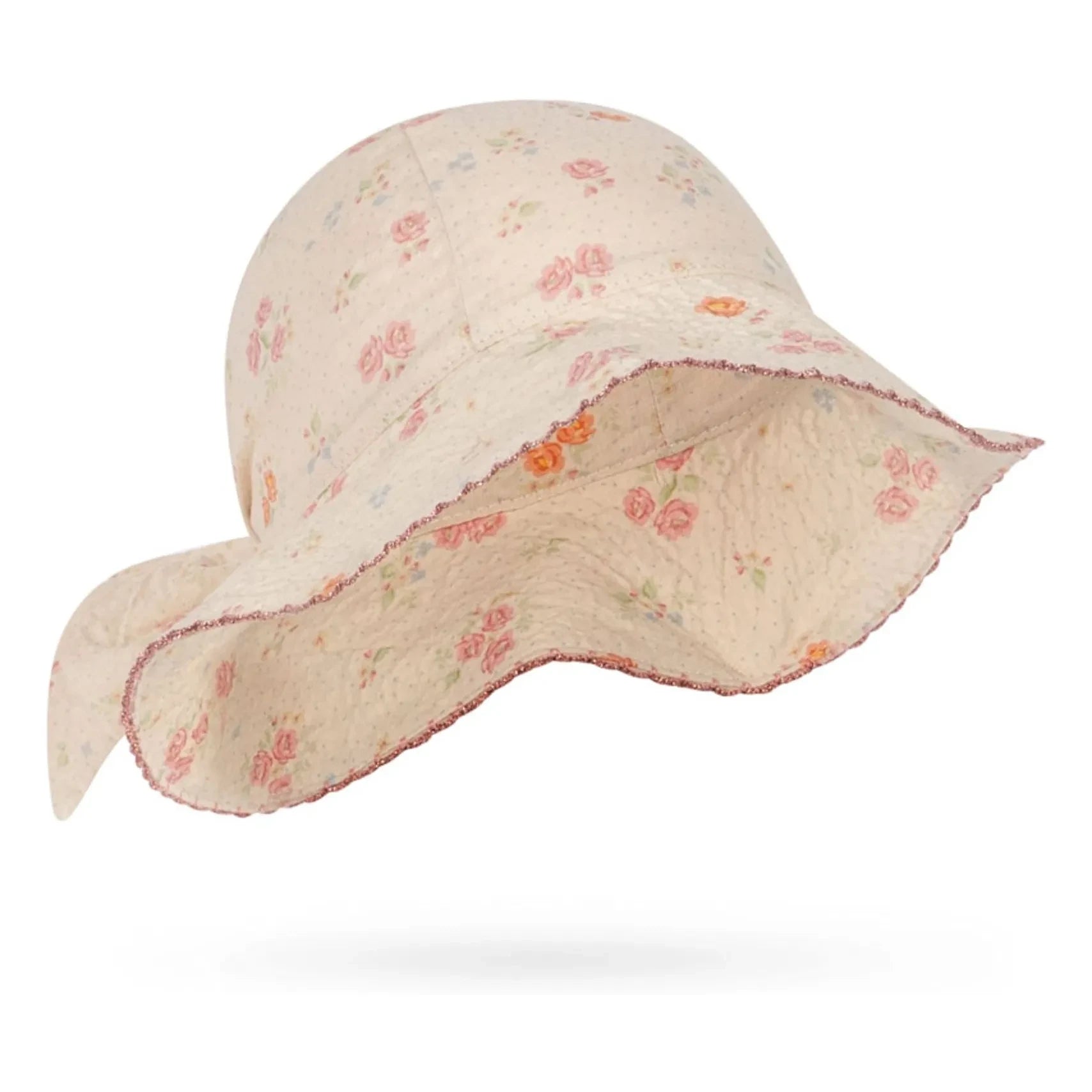 Konges Sløjd - Gorro Elin con Nudo de Flores de Algodón Orgánico | Beige