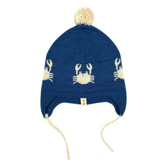 Bayiri - Gorro de lana merino "Dancing Crabs" | Azul
