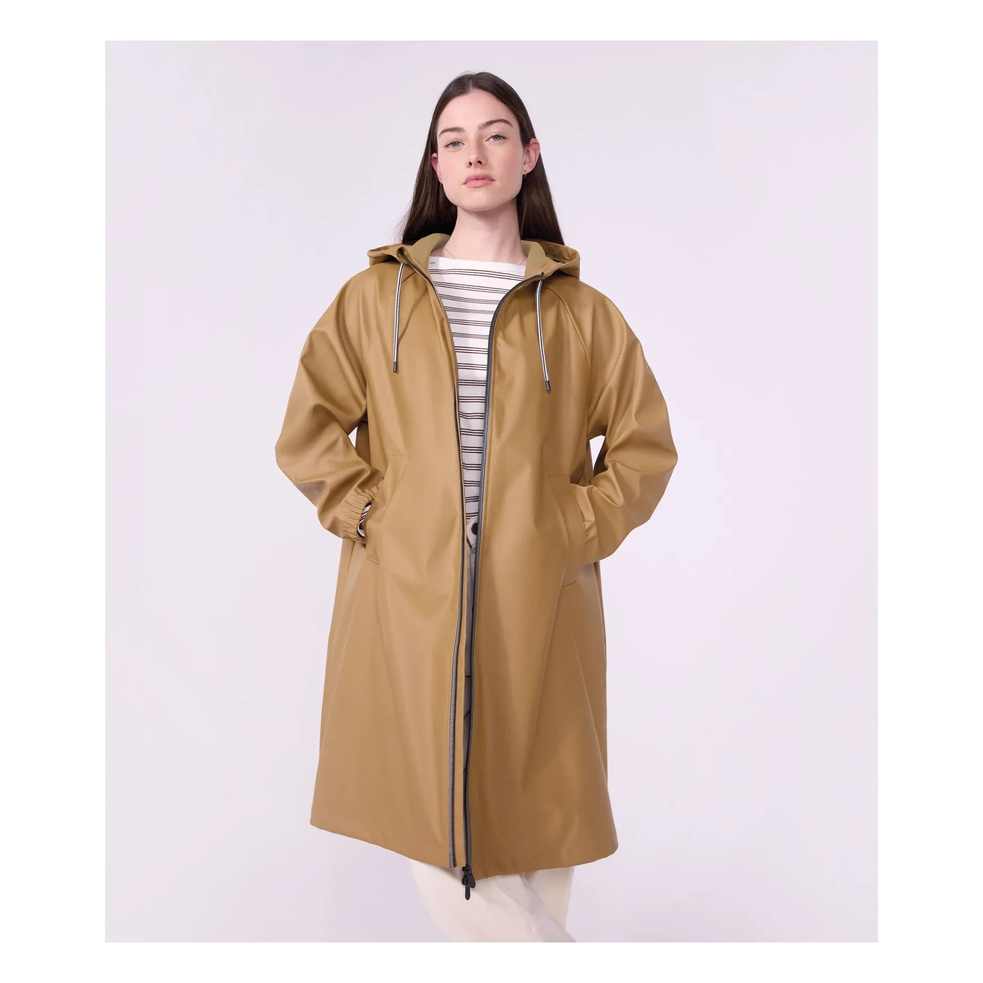 Petit Bateau - Gabardina larga icónica | Camel
