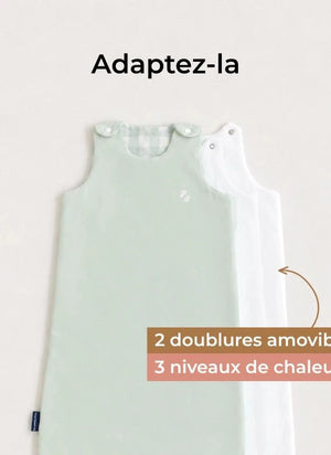 Les Petites Billes - Saco de Dormir de Vichy Reversible Multisazon | Agua Verde